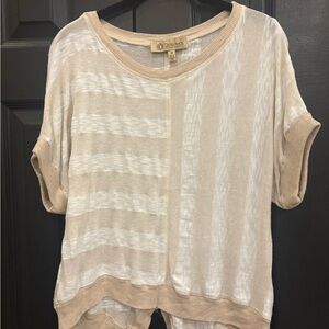 Democracy Women's Cream and Tan Striped Blouse